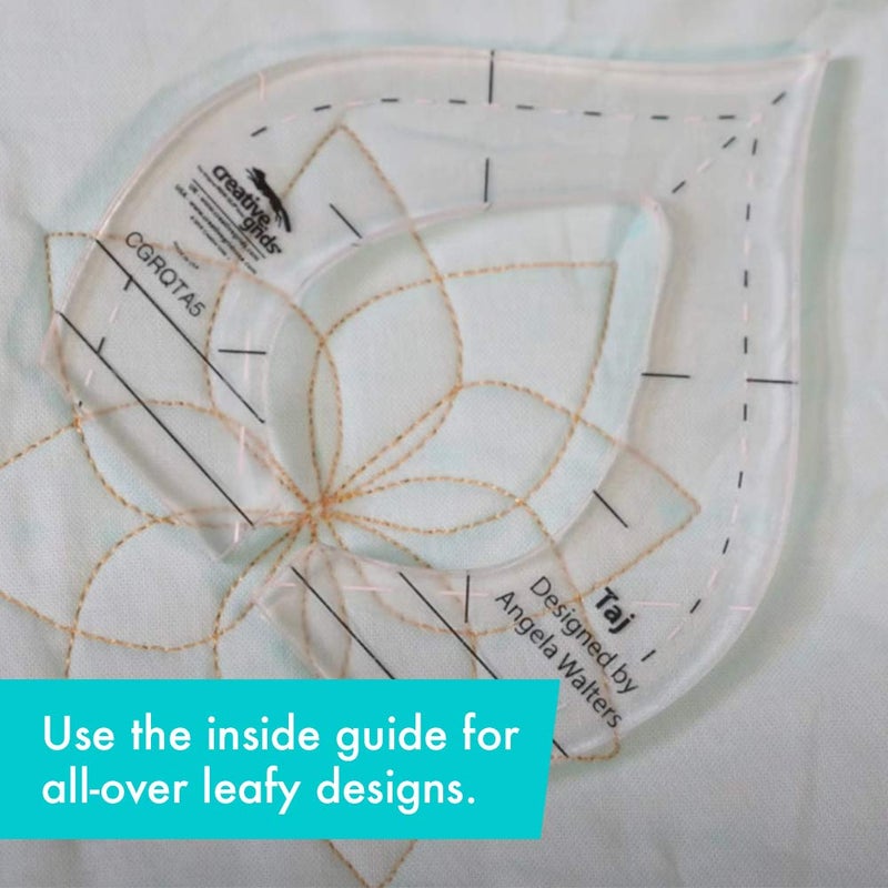 Creative Grids Machine Quilting Tool â€“ Taj â€“ CGRQTA5 â€“ Made in USA, Non-Slip Grip Acrylic Quilting & Sewing Template Ruler for Free-Motion Quilt Patchwork Design on Domestic Sewing & Longarm Machines - Image 3